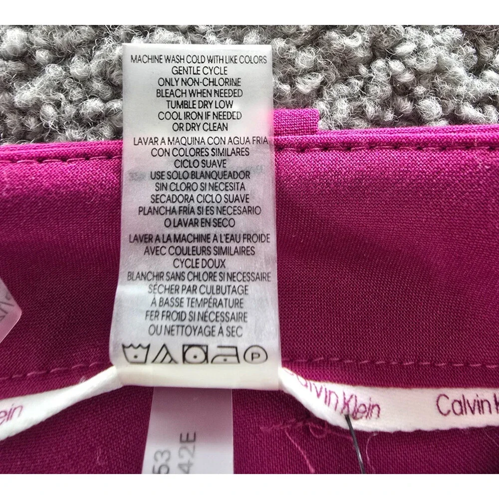 Calvin Klein Petite Luxe Highline Pants Women's 12P Mulberry Hook & Bar Closure - Picture 15 of 15